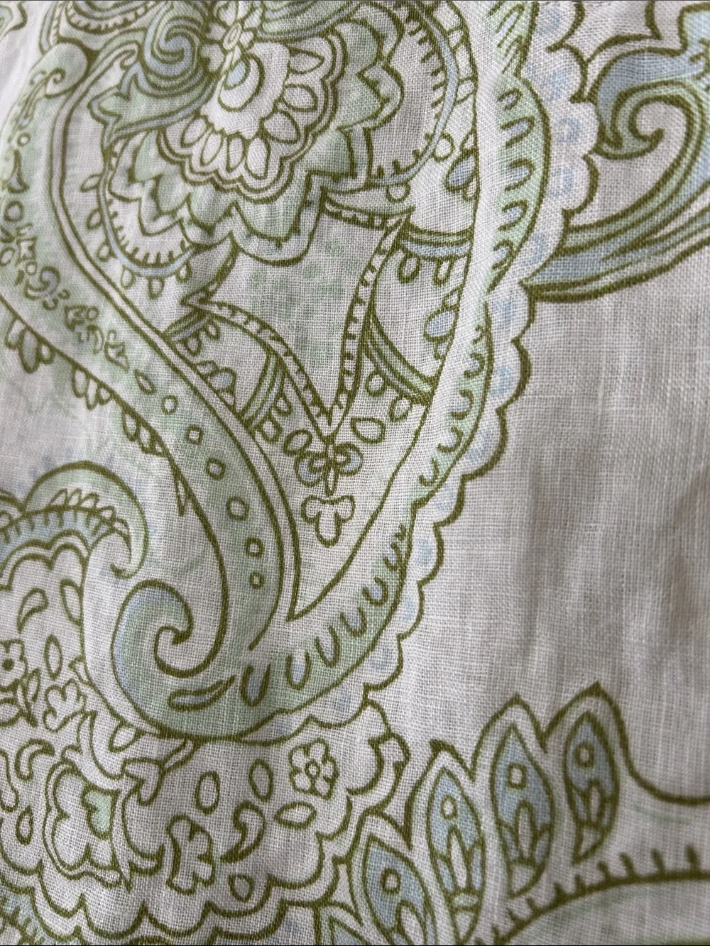 Rachel Zoe Linen Paisley Print Blouse Sz L w MEASUREMENTS Keyhole Back, Cropped